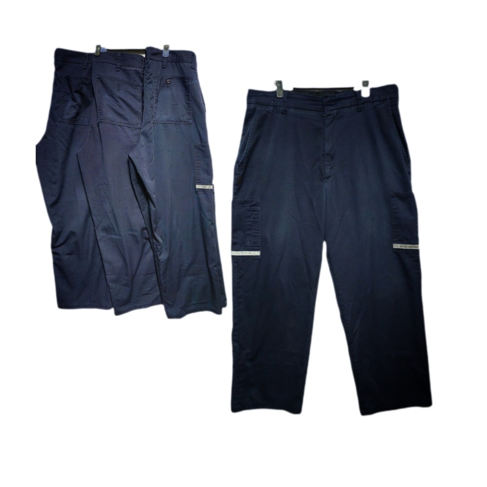 STAN HERMAN Cargo Work Pants Lot of 3 Mens 36x27 Navy Reflective FEDEX